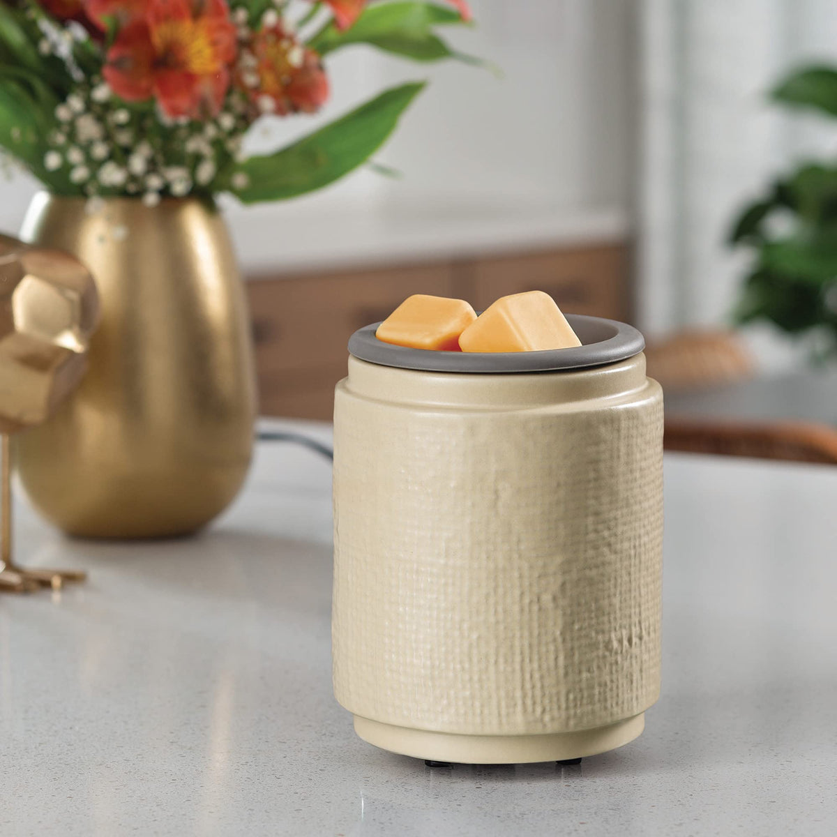 Candle Warmers Etc. Natural Linen Flip Dish wax melt warmer