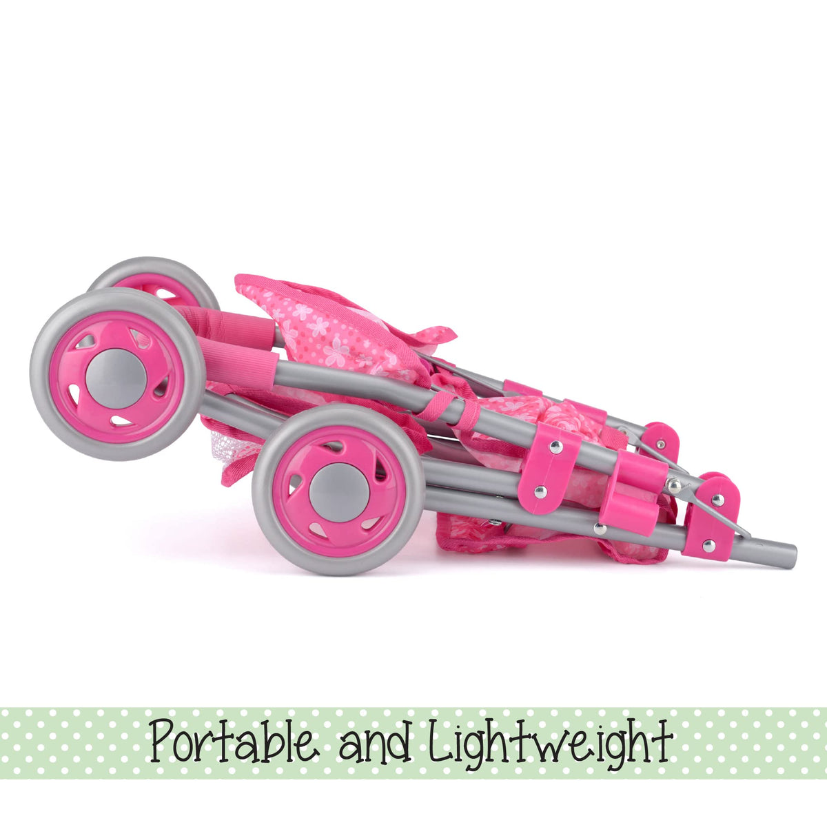 Toyrific Snuggles Deluxe pink foldable dolls buggy