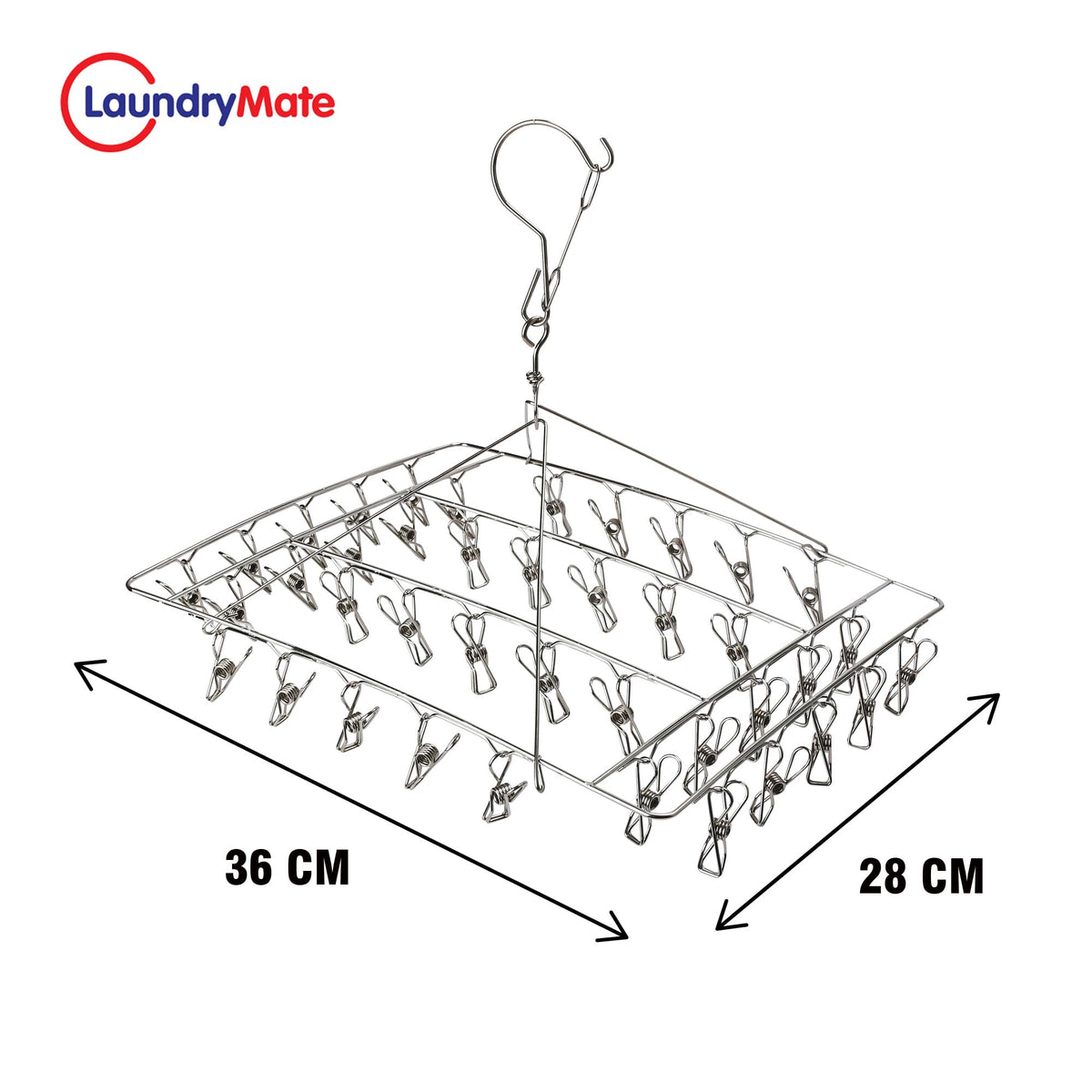 Laundry Mate stainless steel sock hanger with 40 pegs