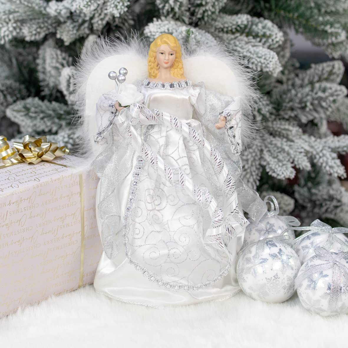 30cm silver angel Christmas tree topper