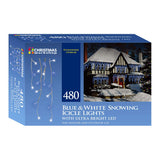 480 blue and bright white LED snowing icicle Christmas lights – 9.48m