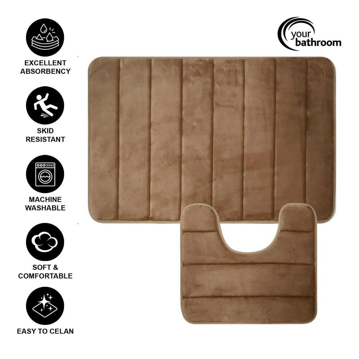 Your Bathroom champagne two-piece memory foam bath mat set