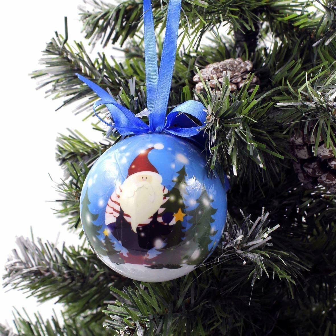 Set of 14 fun Christmas scene decoupage baubles