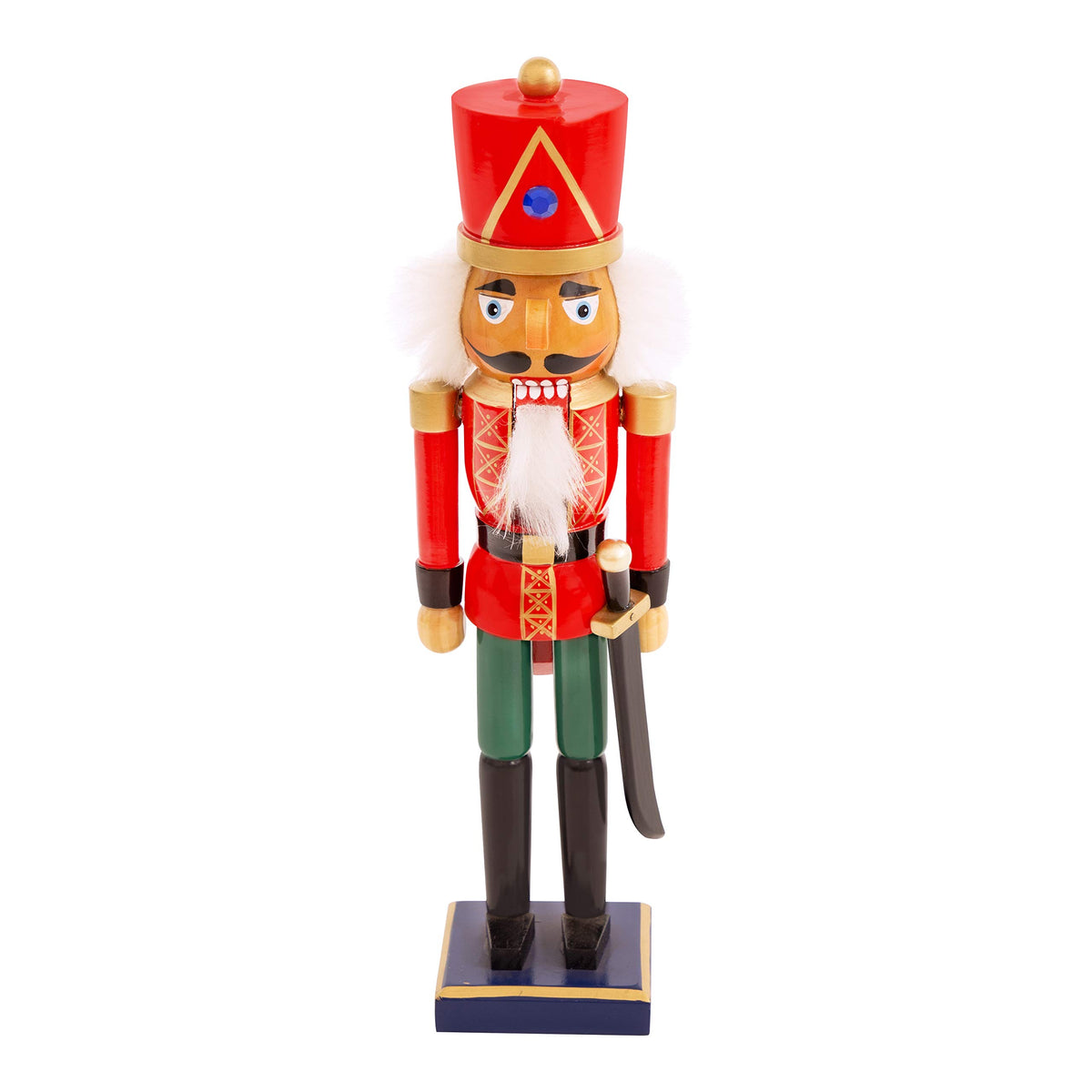 35cm red and green wooden nutcracker soldier Christmas decoration