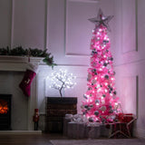 6ft pink pre-lit slim Christmas tree with 110 LEDs