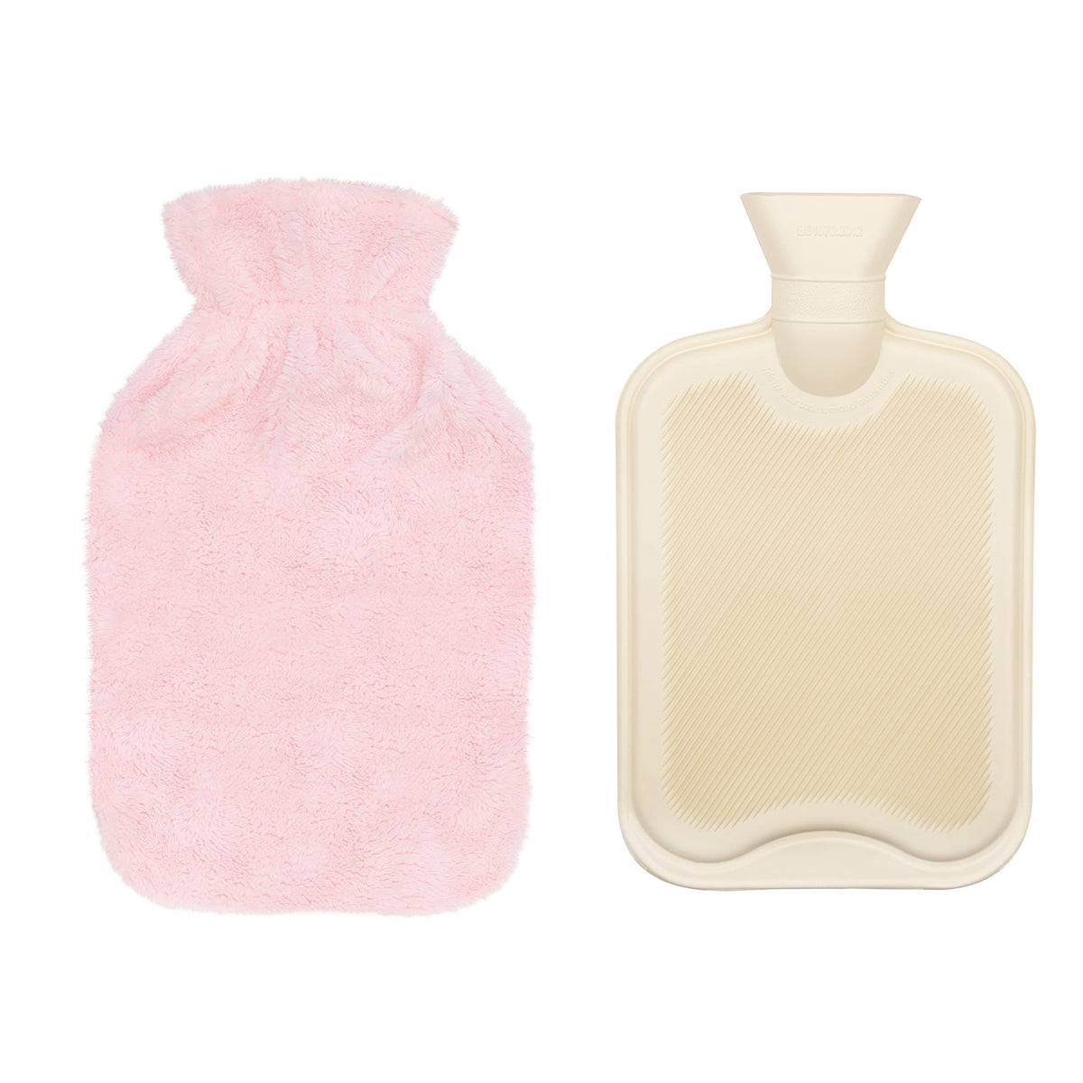 Night Owl blush pink faux fur 2 litre hot water bottle