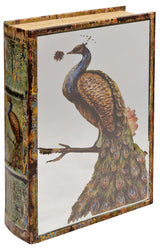 Mirrored peacock storage book box 30cm