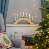 Wooden arched Christmas candle bridge with 7 warm white LEDs
