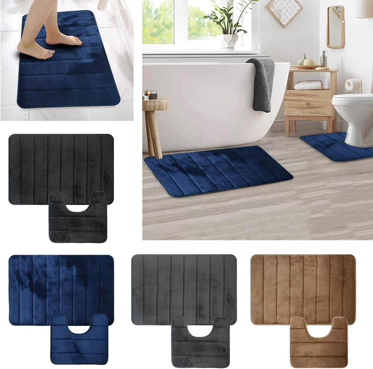 Your Bathroom champagne two-piece memory foam bath mat set
