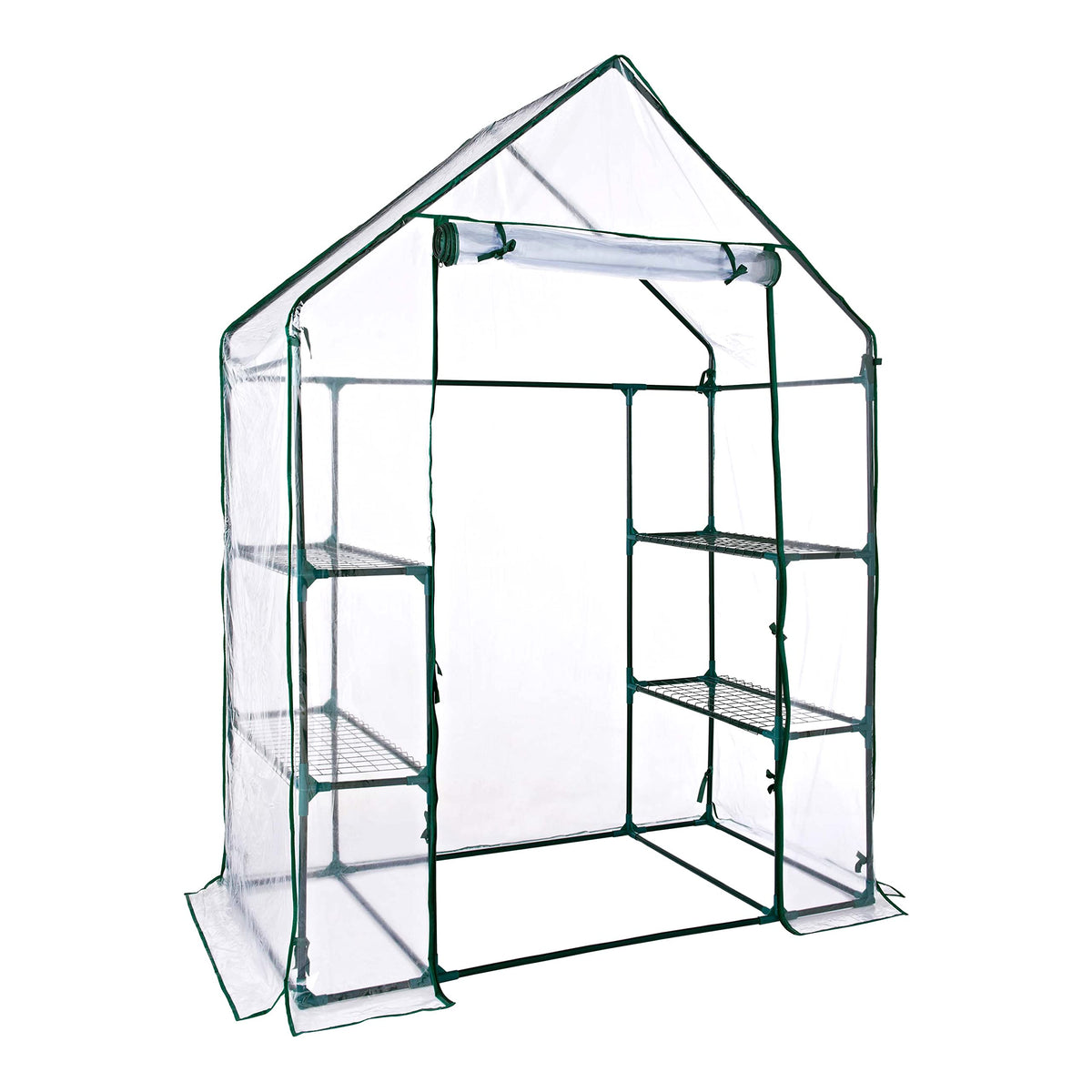 GardenKraft 10739 Walk-In Greenhouse / 4 Sturdy Mesh Shelves For Plants / UV Resistant & Tear Resistant Transparent PVC Cover / Strong Powder Coated Steel Frame