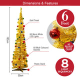 6ft gold pre-lit pop-up Christmas tree with warm white LEDs