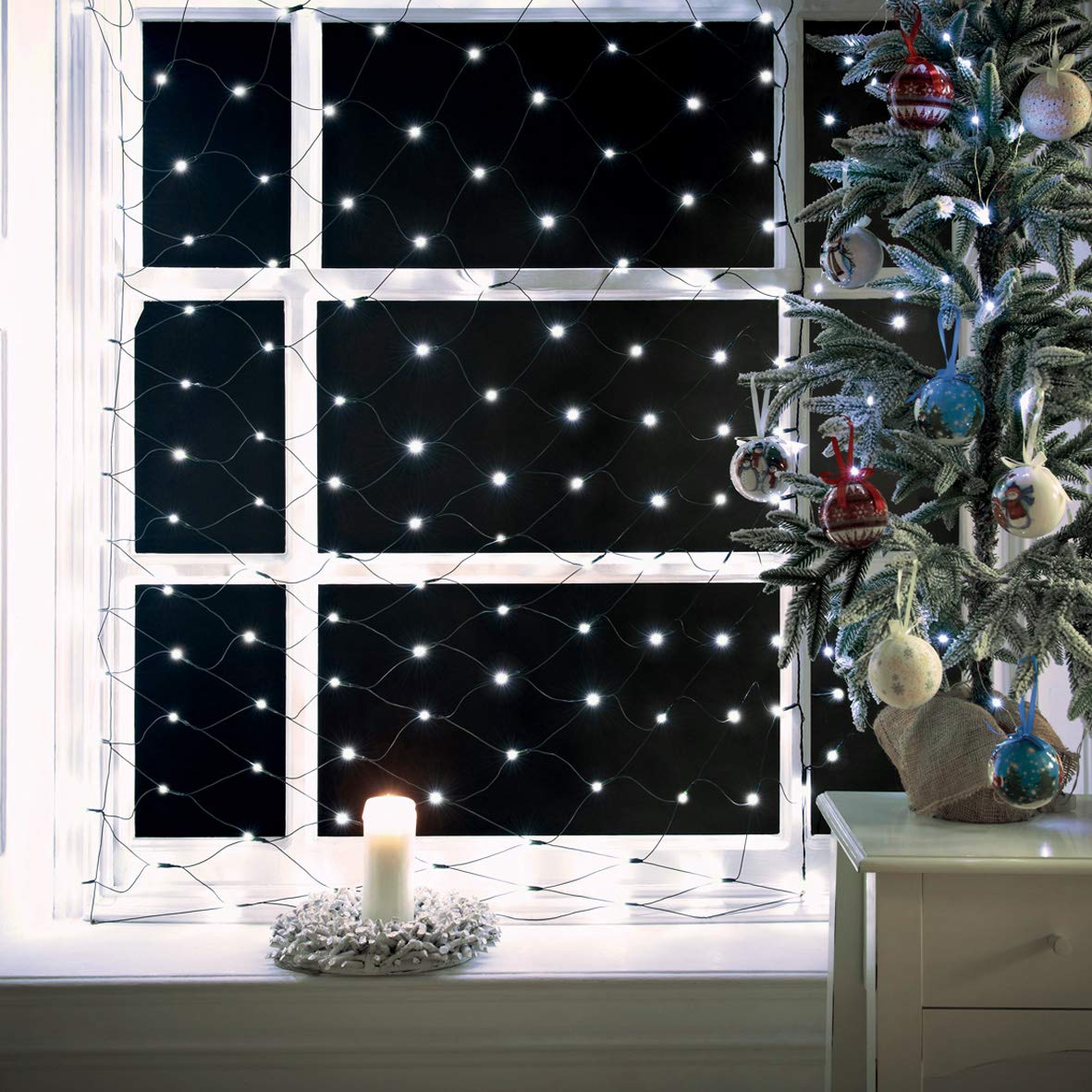 150 bright white LED Christmas net lights, 1.5 x 1m