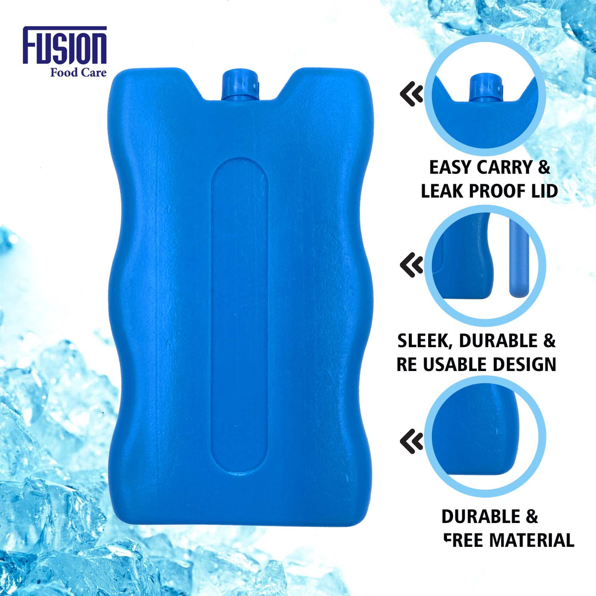 Six-pack reusable freezer ice blocks for cool bags and lunch boxes