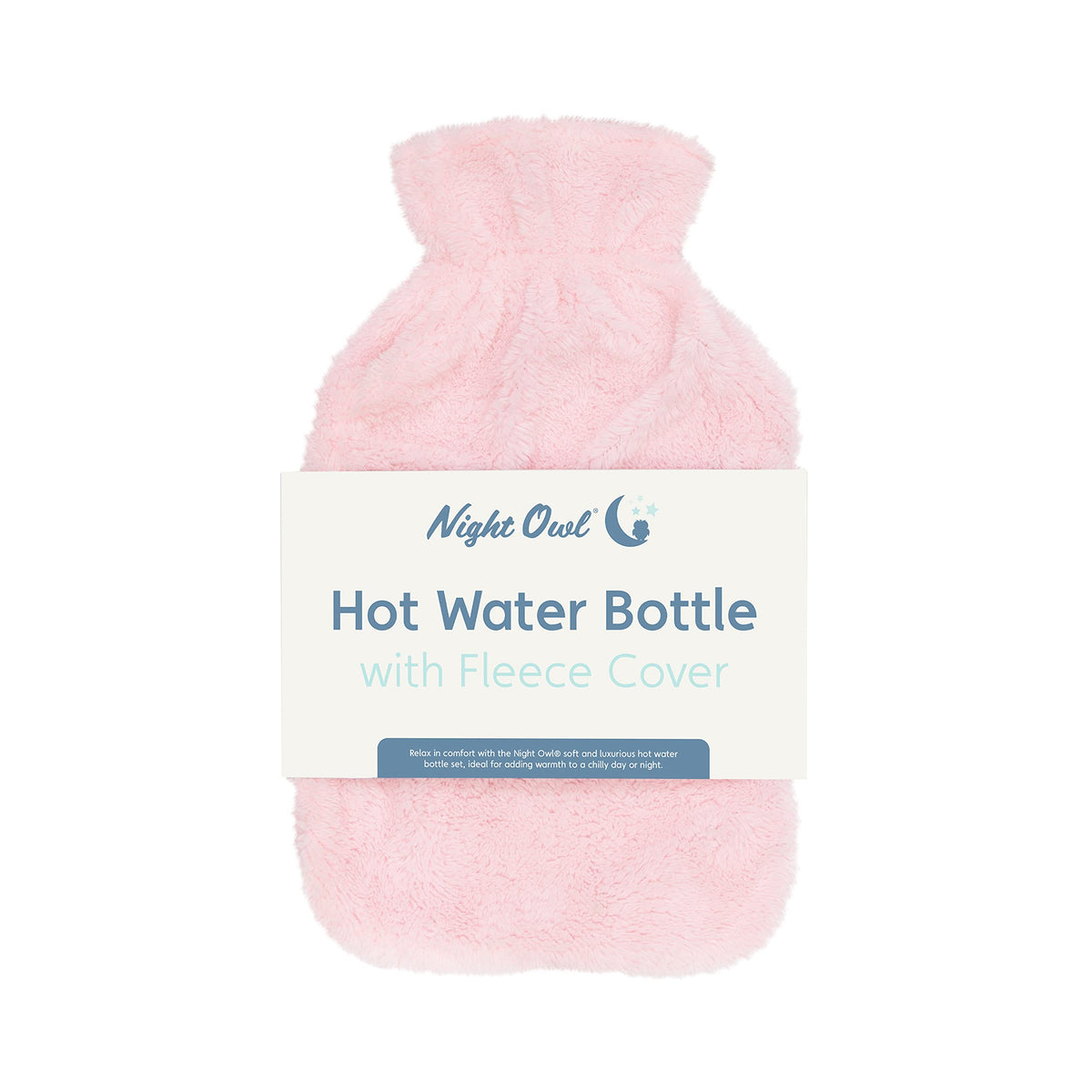 Night Owl blush pink faux fur 2 litre hot water bottle