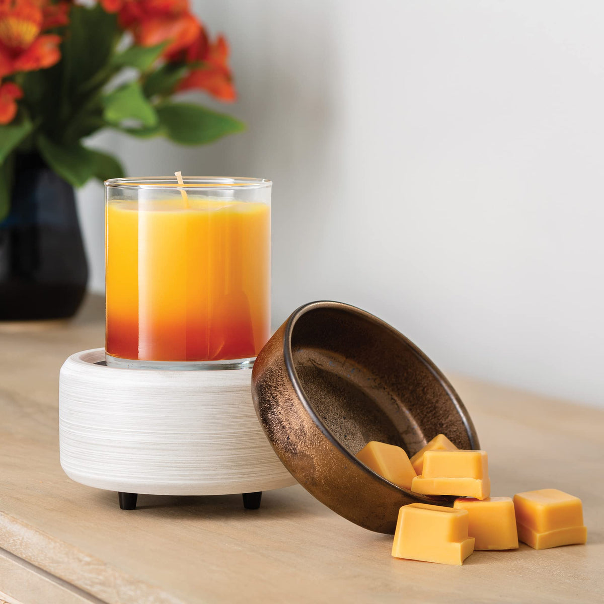 White and bronze 2-in-1 electric fragrance warmer