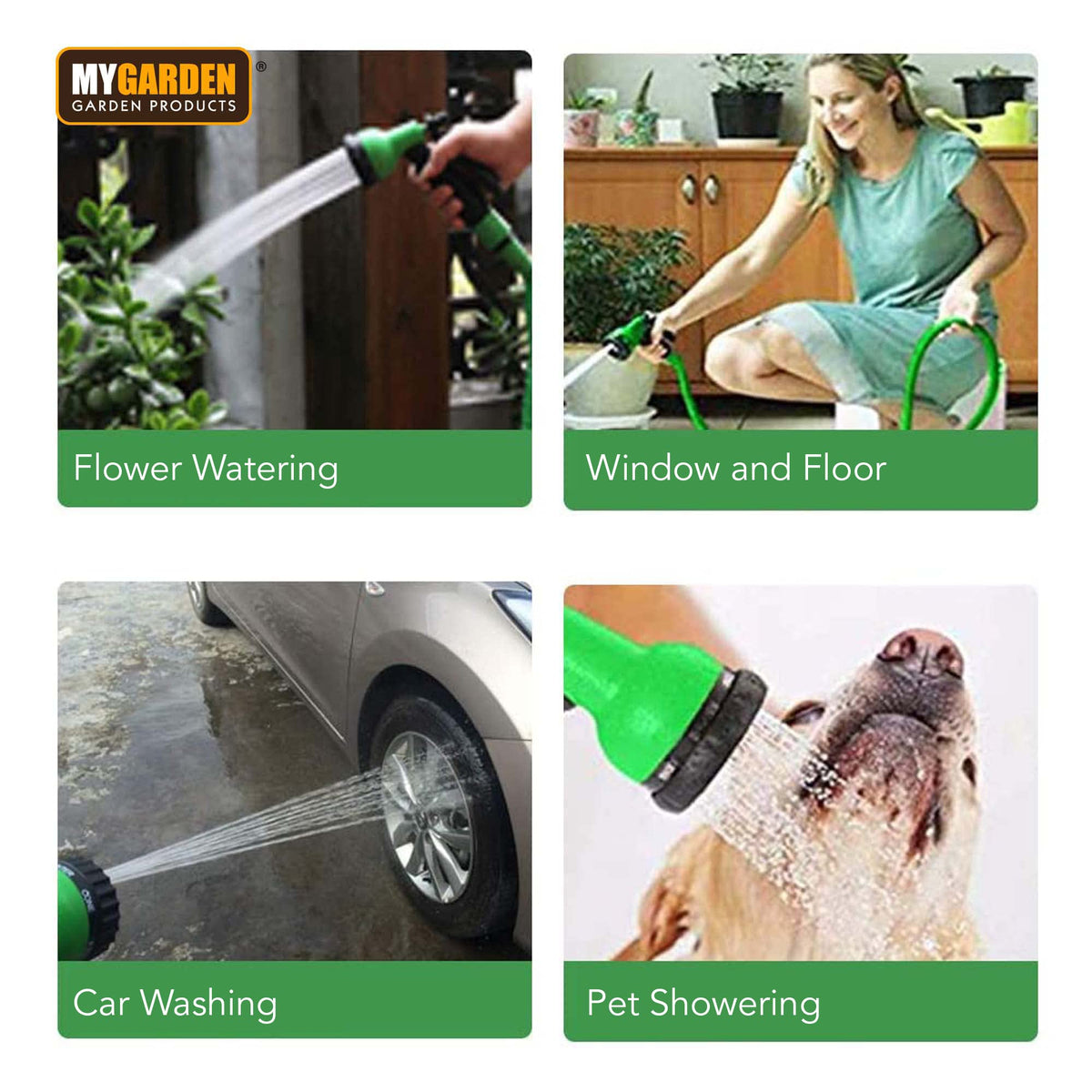 15m expandable garden hose with 7-function spray gun