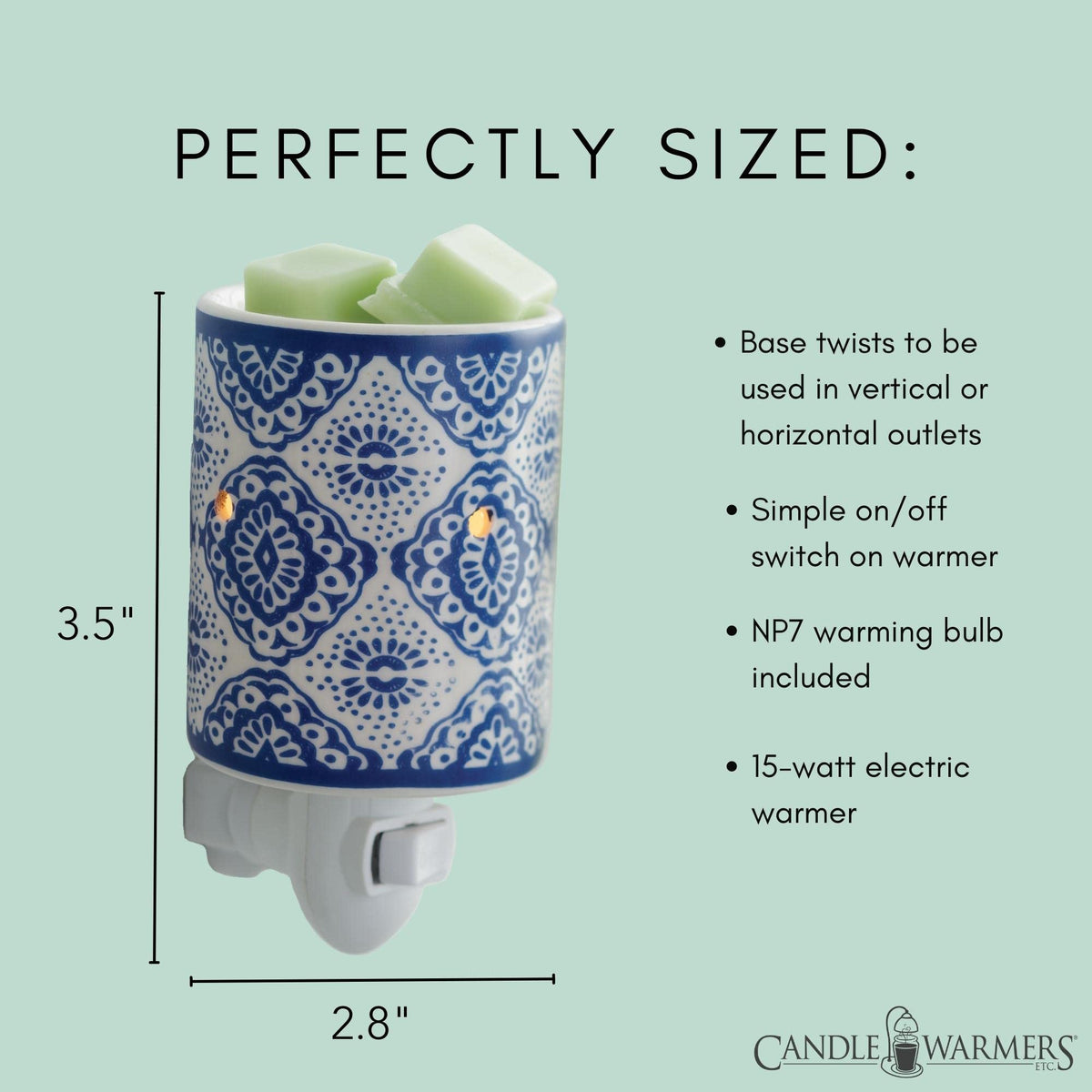 Candle Warmers Etc. Indigo Porcelain plug-in fragrance warmer