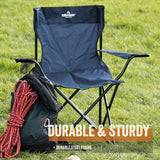 Milestone blue camp chair cup holder detail