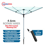 Laundry Mate silver 60m four-arm rotary clothes airer