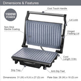 Quest grey deluxe health grill and panini press