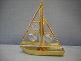 Lesser & Pavey gold-plated sailboat ornament with Swarovski crystals
