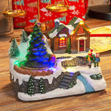 Musical Snowy Village Scene with LED Lights and Moving Train - XM6602
