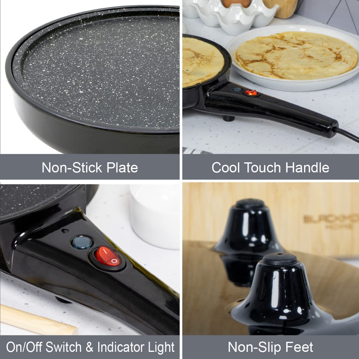 Quest 2-in-1 popcorn and crepe maker with 8 inch plate