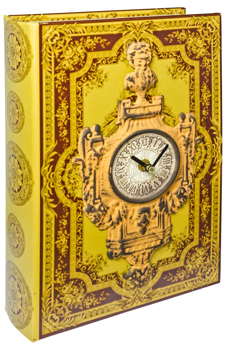 Mirrored clock face storage book box with working clock