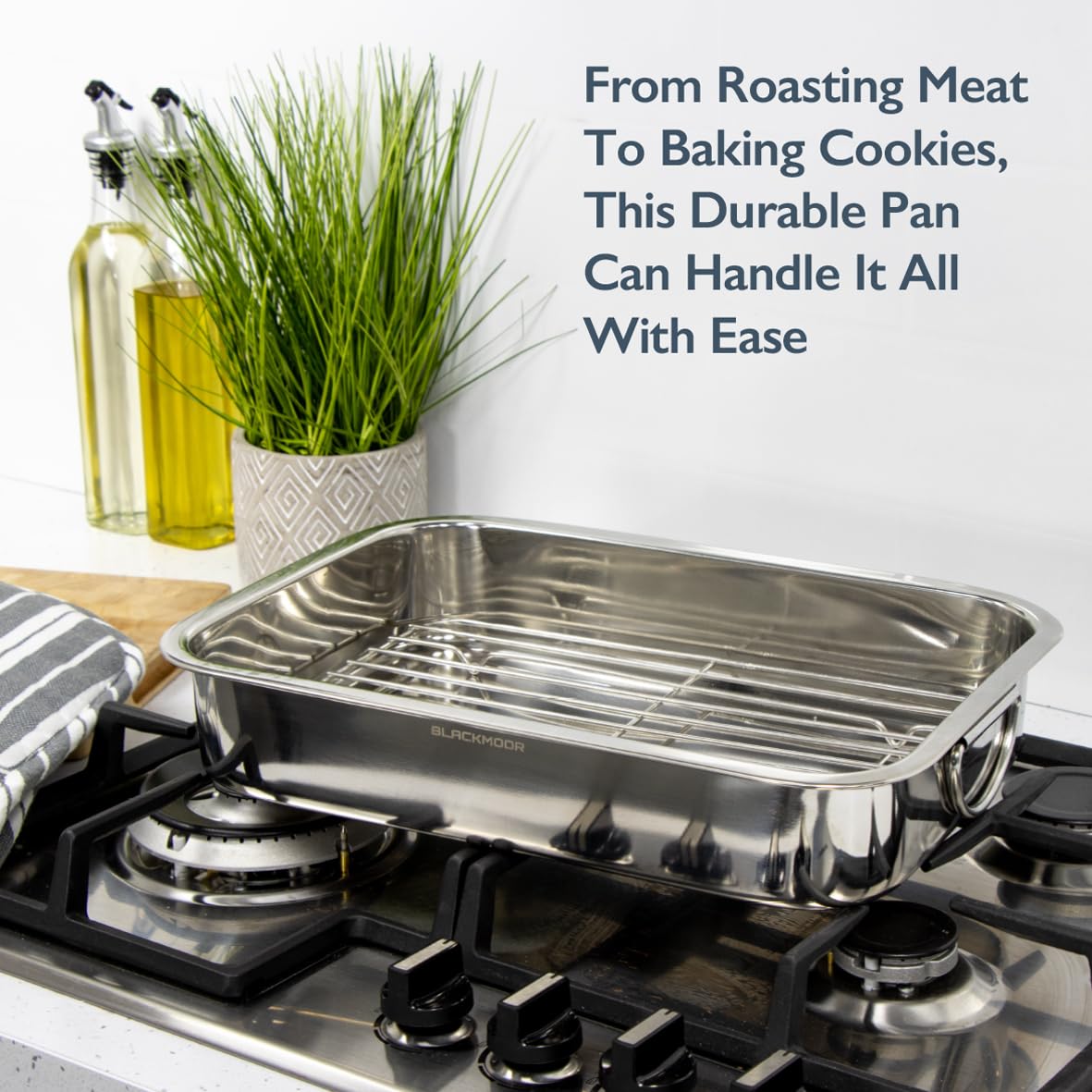 Non-Stick Roasting Tin with Removable Rack for Meat, Poultry & Vegetables - Blackmoor