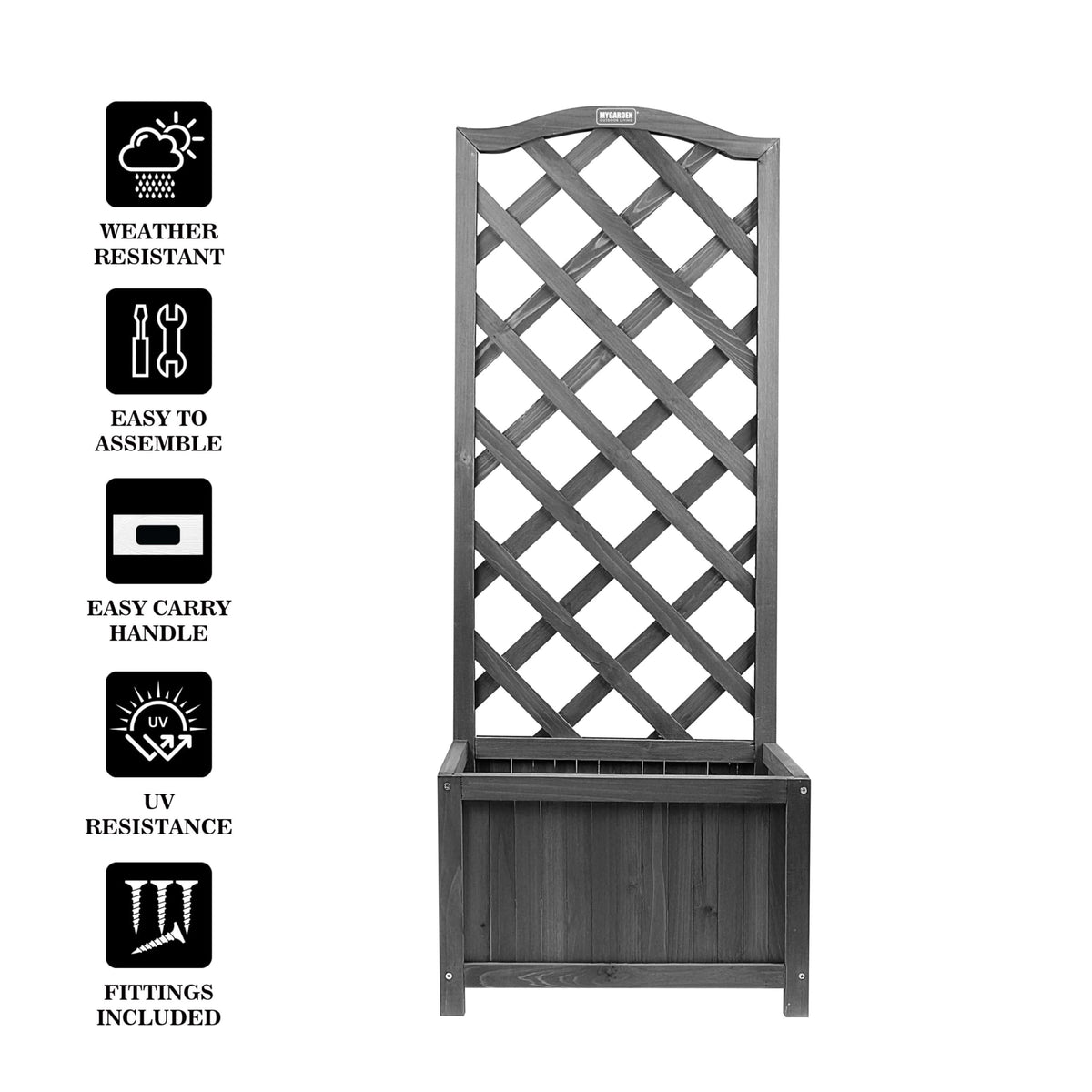 My Garden 120cm wooden lattice planter with trellis
