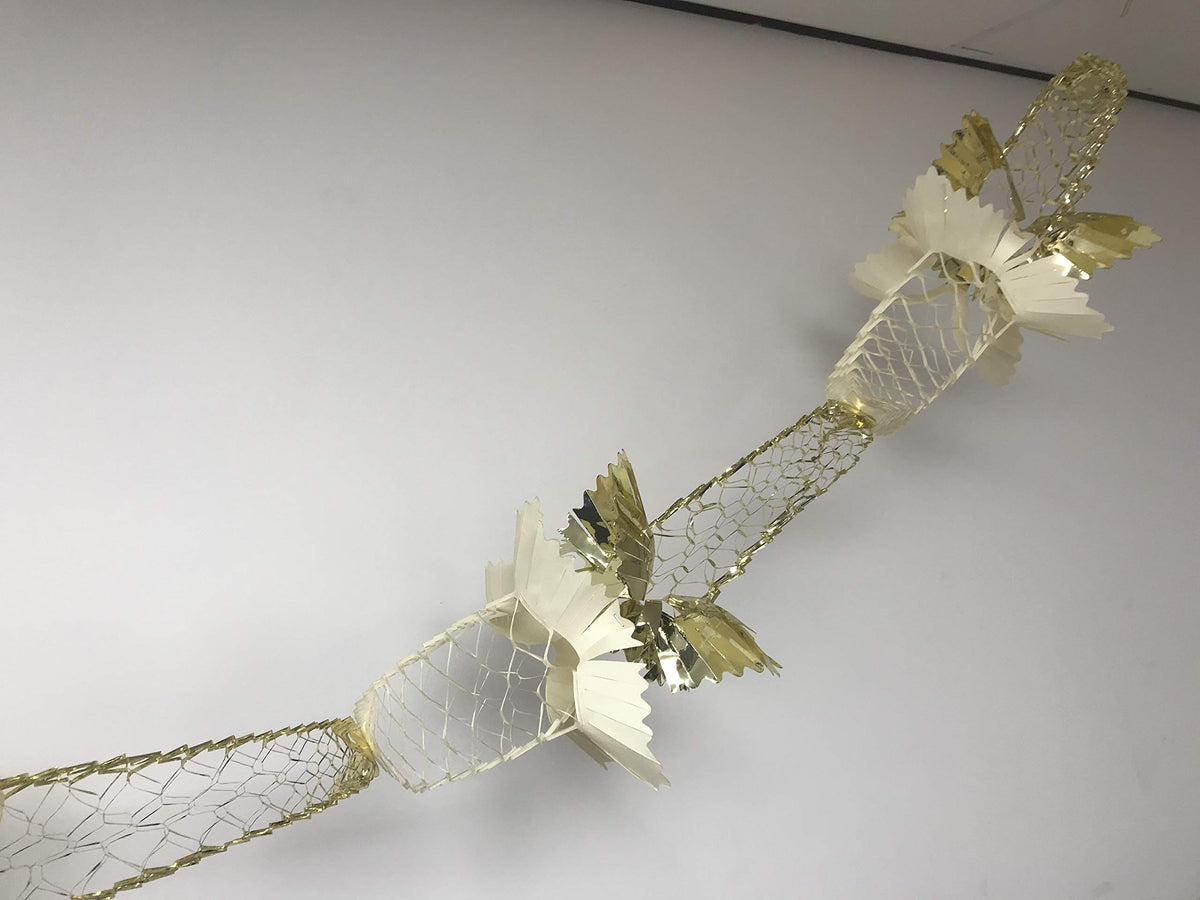 Cream and gold square foil Christmas garland ceiling decoration