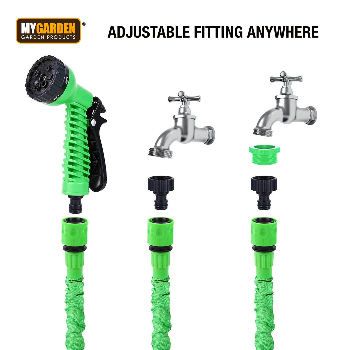 15m expandable garden hose with 7-function spray gun