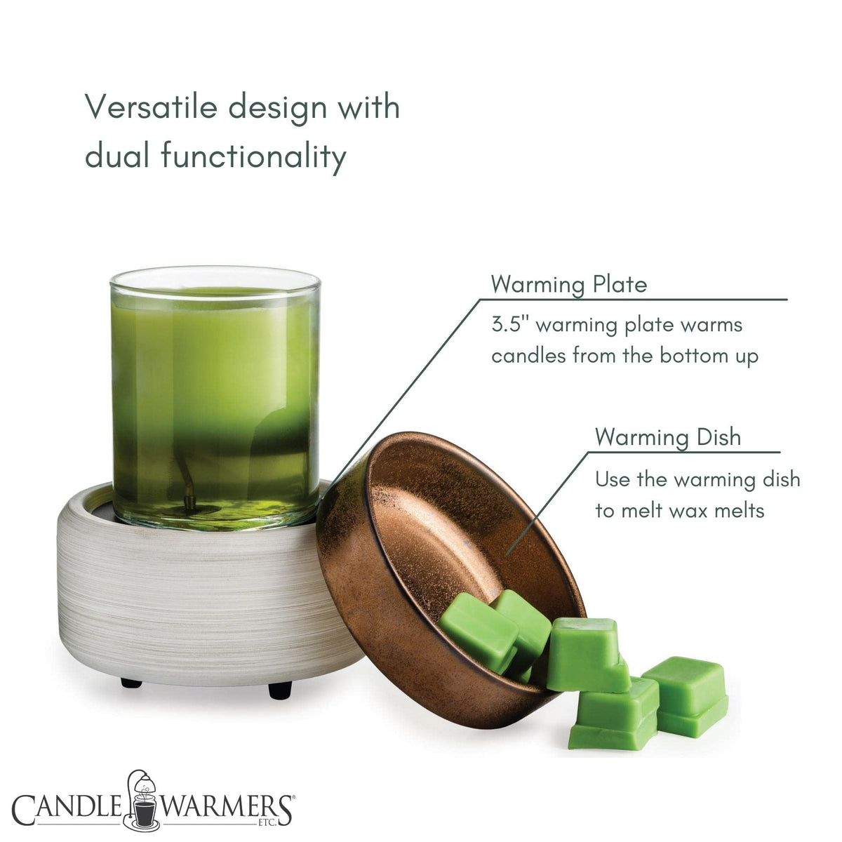 Whitewashed Bronze electric candle and wax melt warmer