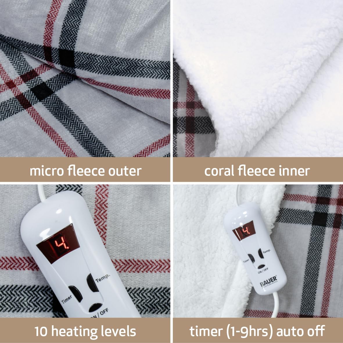 Bauer plaid electric heated throw – 120 x 160cm