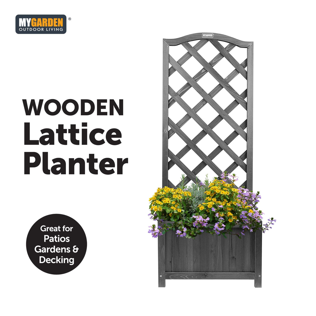 My Garden 120cm wooden lattice planter with trellis