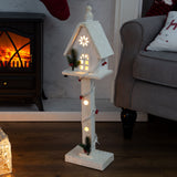 70cm white wooden LED Christmas treehouse decoration