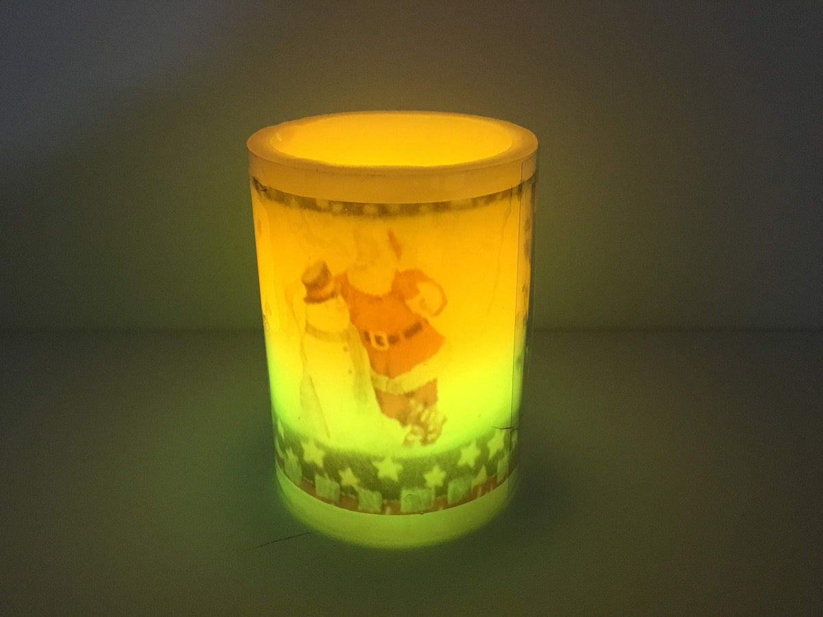 10cm colour-changing LED Santa pillar candle