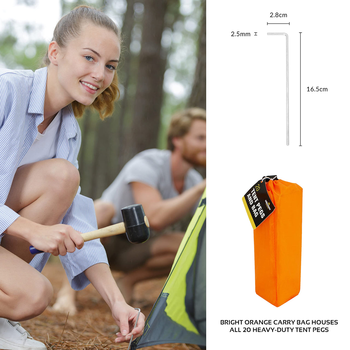 Metal pegs for tents tarps gazebos and netting