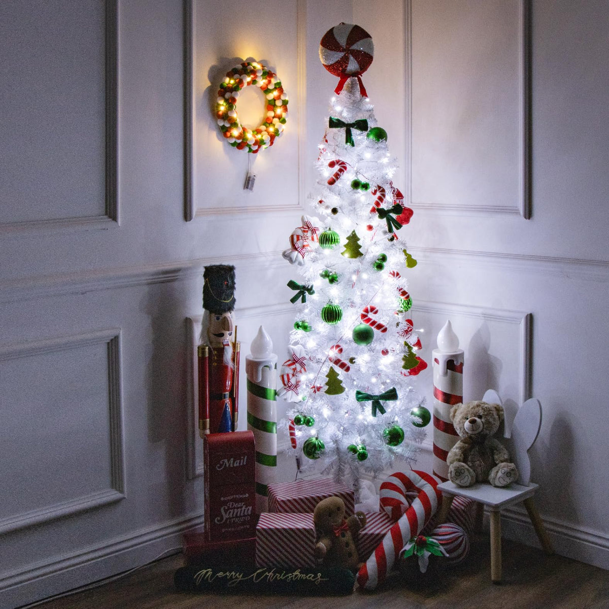 6ft slimline white artificial Christmas tree – 560 tips