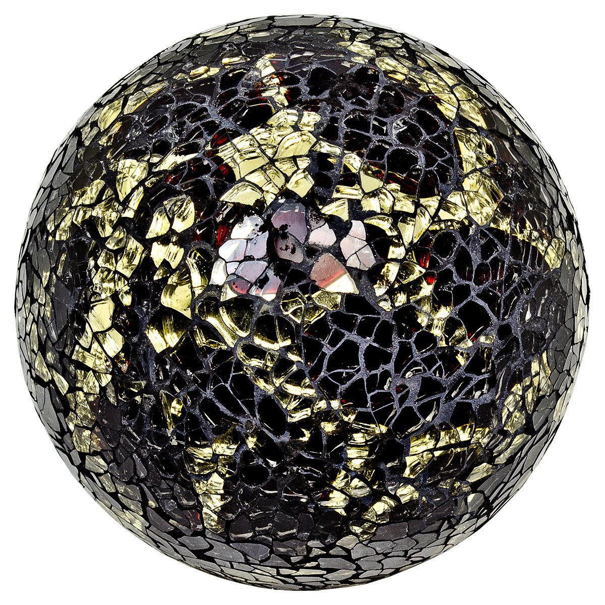 Tiger black and gold mirrored mosaic glass decorative ball 13cm