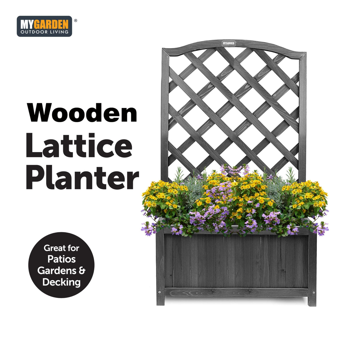 My Garden 100cm wooden lattice planter with trellis