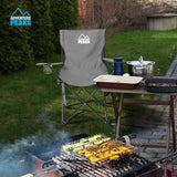 Adventure Peaks grey folding camping chair with carry bag and cup holder