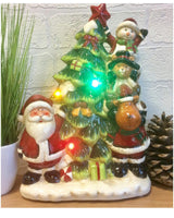 Musical light-up Santa and Christmas tree ceramic decoration