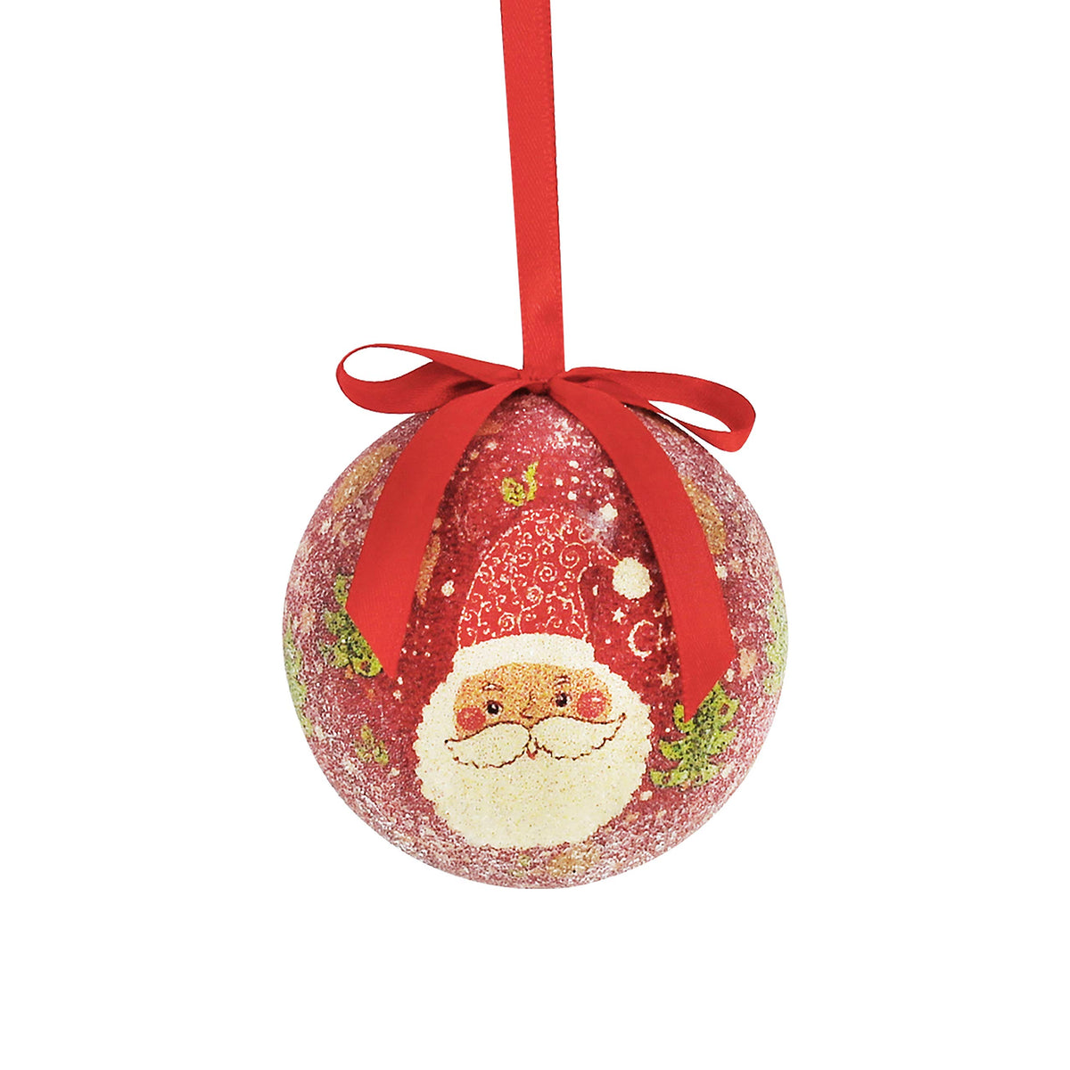 Gift-boxed set of 14 red Santa Christmas baubles, 7.5cm