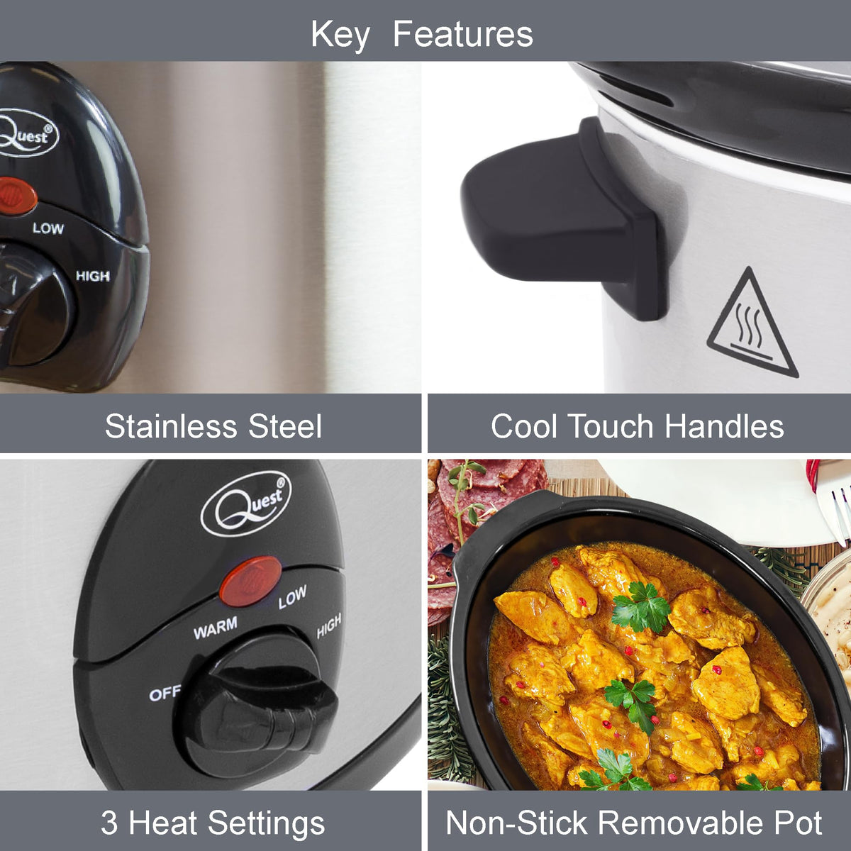 Quest 3.5L 200W slow cooker with ceramic pot