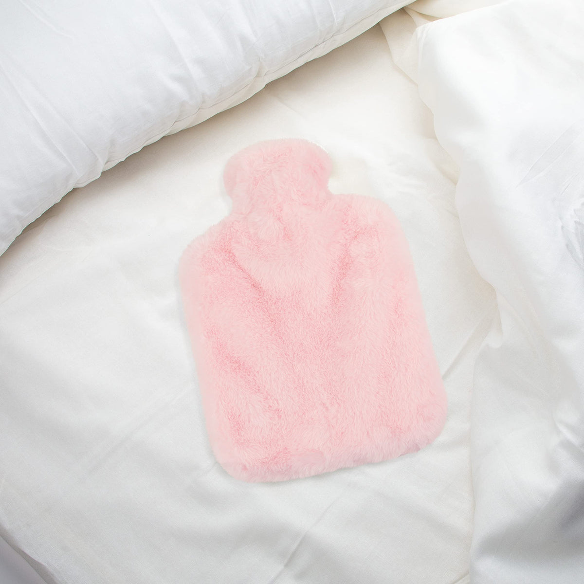 Night Owl blush pink faux fur 2 litre hot water bottle
