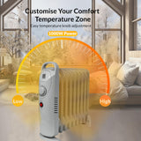 1000W 9-fin oil-filled radiator heater in white