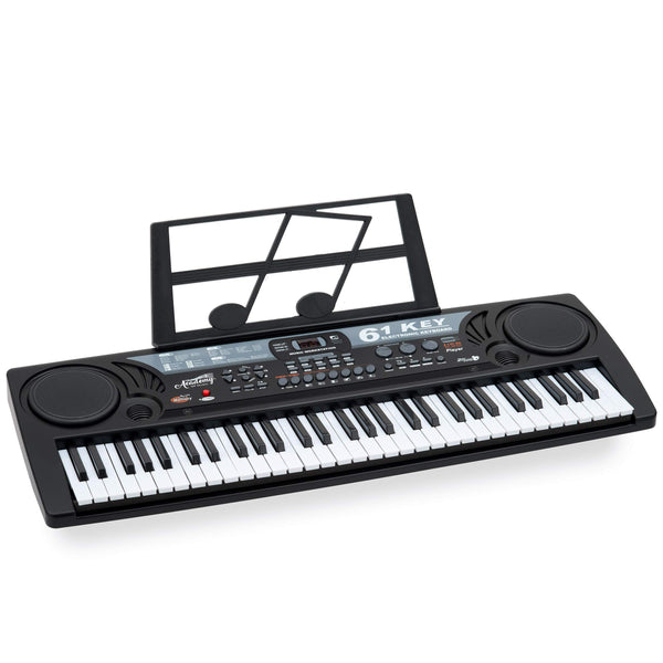 Toyrific Academy of Music | Kids Keyboard with Microphone, 61 Key, Musical Instrument Electric Piano and Lightweight Multi-Functional Music Station, Black