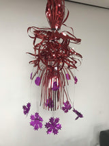 Red and purple foil Christmas cascade hanging decoration 55cm