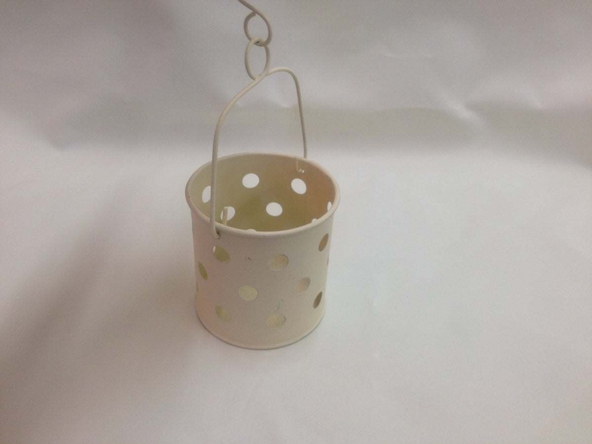Garden King cream metal bucket tealight holder with large cut-outs